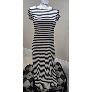 Black & White Striped Midi Dress By A New Day M Cotton/Polyester Blend